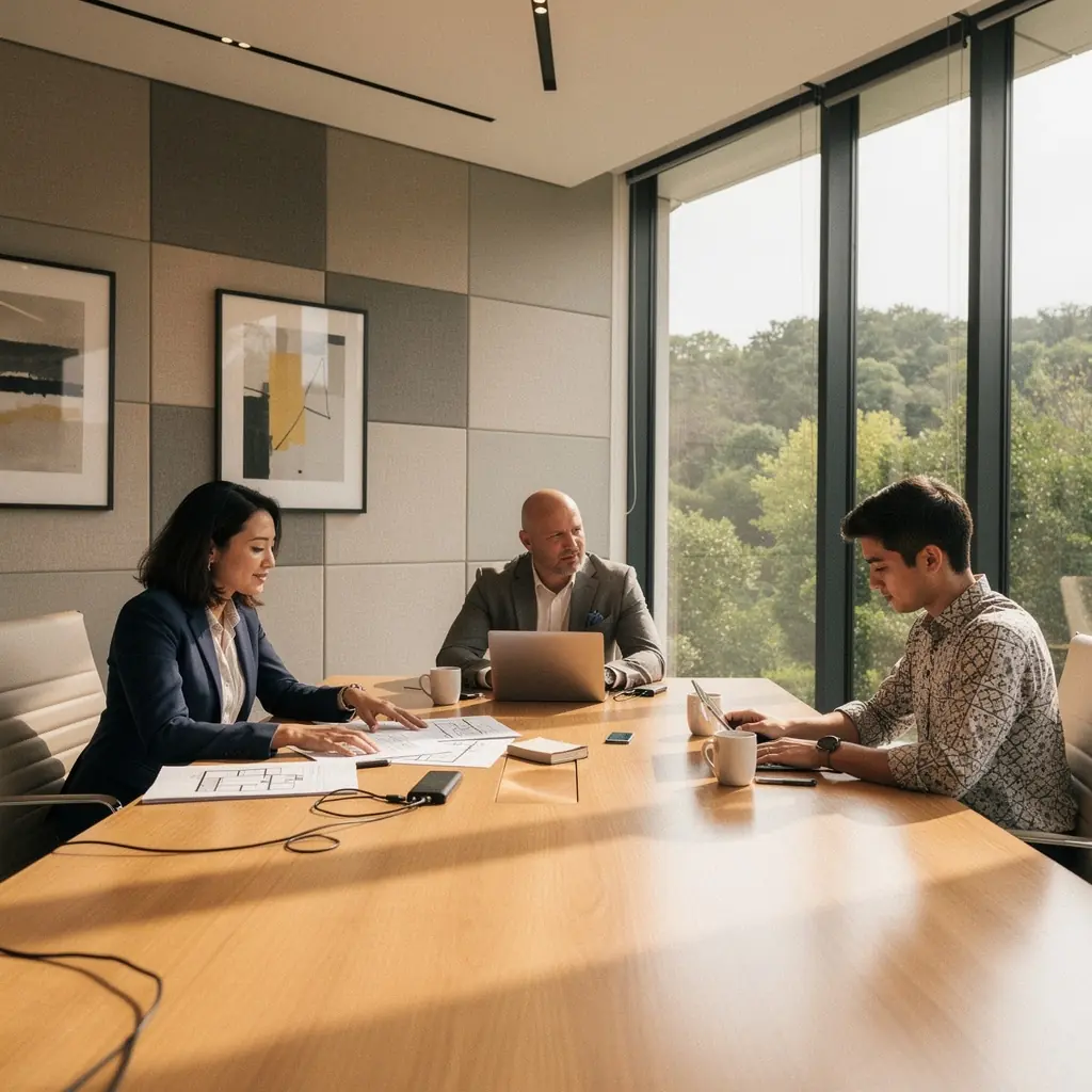 Kohtumisala, kus on pehmed istmed ja akustilised seinad, et tagada vaikne suhtlemine.